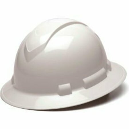 PYRAMEX Ridgeline Full Brim Hard Hat, White, 4-Point Ratchet Suspension HP54110